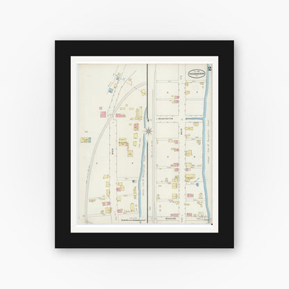 Old map wall art mockup — black gallery frame with white mat — Sanborn Fire Insurance Map from Freemansburg, Northampton County, Pennsylvania (1894), Sheet #0002