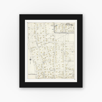 Old map wall art mockup — black gallery frame with white mat — Sanborn Fire Insurance Map from Batavia, Kane County, Illinois (1916), Sheet #0013