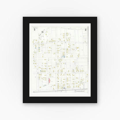 Old map wall art mockup — black gallery frame with white mat — Sanborn Fire Insurance Map from Northfield, Atlantic County, New Jersey (1933), Sheet #0002