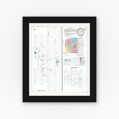 Old map wall art mockup — black gallery frame with white mat — Sanborn Fire Insurance Map from Minster, Auglaize County, Ohio (1951) - Complete Map Set