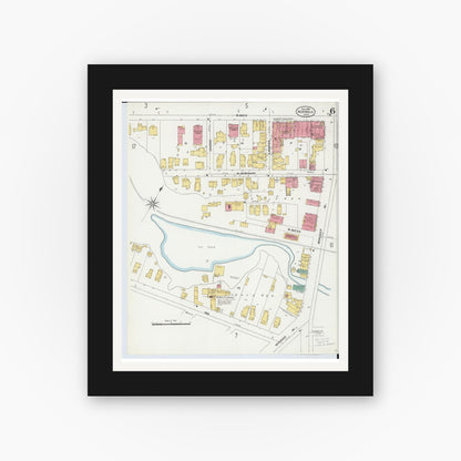 Old map wall art mockup — black gallery frame with white mat — Sanborn Fire Insurance Map from Norwalk, Huron County, Ohio (1906), Sheet #0006