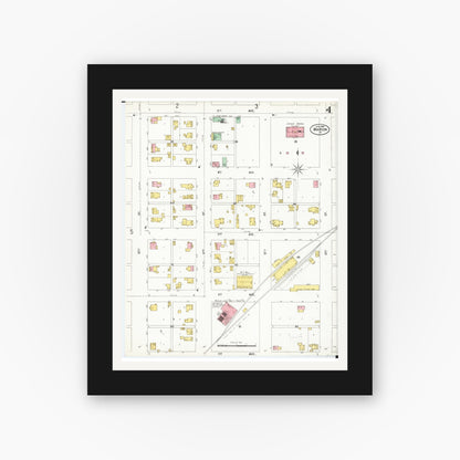 Old map wall art mockup — black gallery frame with white mat — Sanborn Fire Insurance Map from Marion, Linn County, Iowa (1899), Sheet #0004