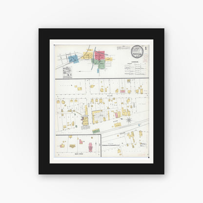Old map wall art mockup — black gallery frame with white mat — Sanborn Fire Insurance Map from Fredericktown, Madison County, Missouri (1900) - Complete Map Set