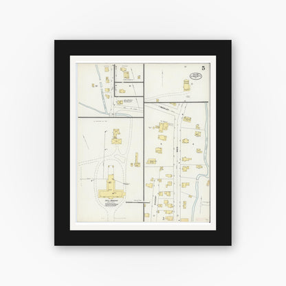 Old map wall art mockup — black gallery frame with white mat — Sanborn Fire Insurance Map from Liberty, Sullivan County, New York (1897), Sheet #0005