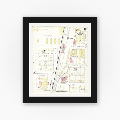 Old map wall art mockup — black gallery frame with white mat — Sanborn Fire Insurance Map from Atlantic, Cass County, Iowa (1913), Sheet #0011