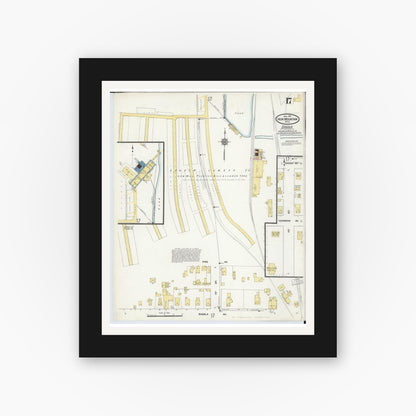 Old map wall art mockup — black gallery frame with white mat — Sanborn Fire Insurance Map from Iron Mountain, Dickinson County, Michigan (1911), Sheet #0017