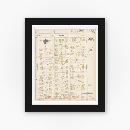 Old map wall art mockup — black gallery frame with white mat — Sanborn Fire Insurance Map from Norwalk, Huron County, Ohio (1922), Sheet #0007