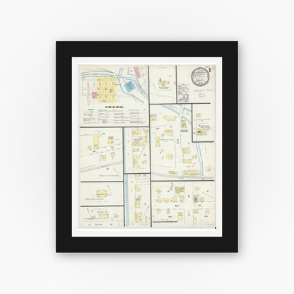 Old map wall art mockup — black gallery frame with white mat — Sanborn Fire Insurance Map from Hawley, Wayne County, Pennsylvania (1897) - Complete Map Set