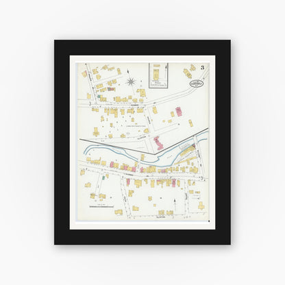 Old map wall art mockup — black gallery frame with white mat — Sanborn Fire Insurance Map from Cornwall, Orange County, New York (1905), Sheet #0003