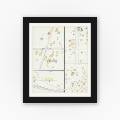 Old map wall art mockup — black gallery frame with white mat — Sanborn Fire Insurance Map from Abington, Plymouth County, Massachusetts (1896), Sheet #0006