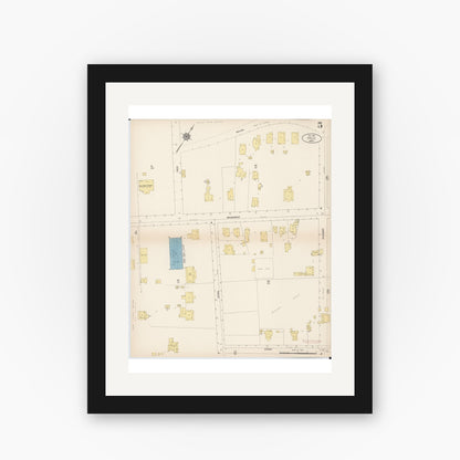 Old map wall art mockup — black gallery frame with white mat — Sanborn Fire Insurance Map from Hilo, Hawaii County, Hawaii (1914), Sheet #0005