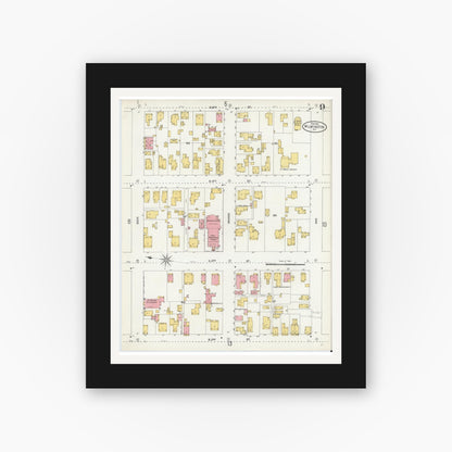 Old map wall art mockup — black gallery frame with white mat — Sanborn Fire Insurance Map from Wilmington, New Hanover County, North Carolina (1904), Sheet #0009