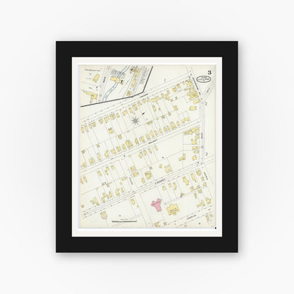 Old map wall art mockup — black gallery frame with white mat — Sanborn Fire Insurance Map from Luzerne, Luzerne County, Pennsylvania (1896), Sheet #0003