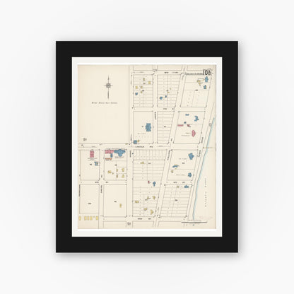 Old map wall art mockup — black gallery frame with white mat — Sanborn Fire Insurance Map from Miami Beach, Dade County, Florida (1921), Sheet #0010