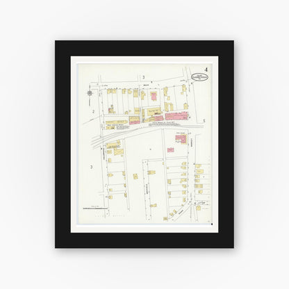 Old map wall art mockup — black gallery frame with white mat — Sanborn Fire Insurance Map from Elizabethville, Dauphin County, Pennsylvania (1911), Sheet #0004