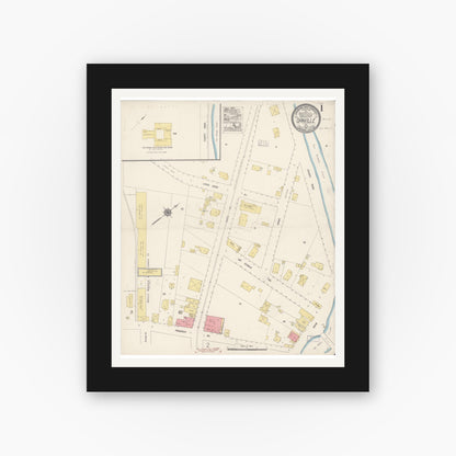Old map wall art mockup — black gallery frame with white mat — Sanborn Fire Insurance Map from Danville, Contra Costa County, California (1917), Sheet #0001