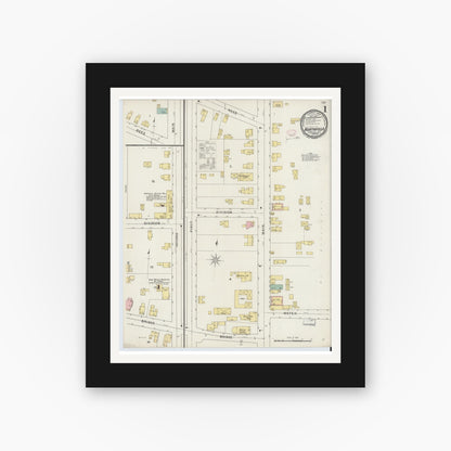 Old map wall art mockup — black gallery frame with white mat — Sanborn Fire Insurance Map from Northville, Fulton County, New York (1894) - Complete Map Set