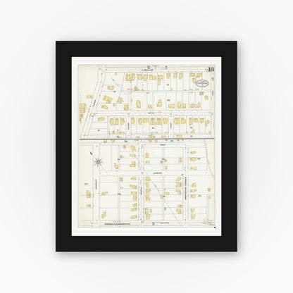 Old map wall art mockup — black gallery frame with white mat — Sanborn Fire Insurance Map from Pittston, Luzerne County, Pennsylvania (1903), Sheet #0018