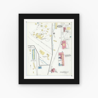 Old map wall art mockup — black gallery frame with white mat — Sanborn Fire Insurance Map from Grand Haven, Ottawa County, Michigan (1920), Sheet #0004