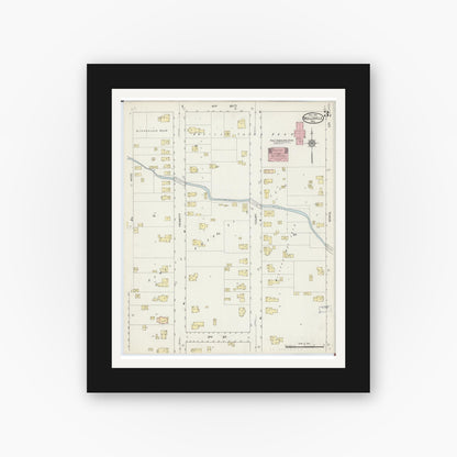 Old map wall art mockup — black gallery frame with white mat — Sanborn Fire Insurance Map from Neillsville, Clark County, Wisconsin (1914), Sheet #0003