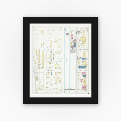 Old map wall art mockup — black gallery frame with white mat — Sanborn Fire Insurance Map from Lockport, Will County, Illinois (1909), Sheet #0003