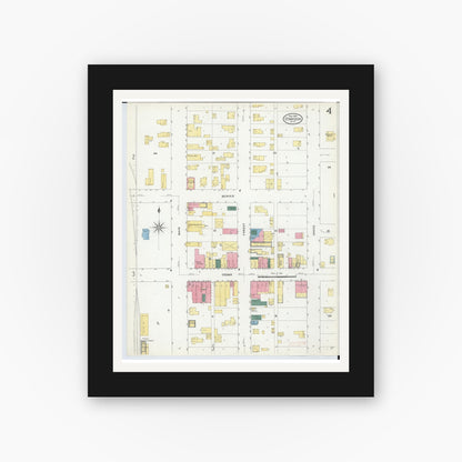 Old map wall art mockup — black gallery frame with white mat — Sanborn Fire Insurance Map from Standish, Arenac County, Michigan (1909), Sheet #0004