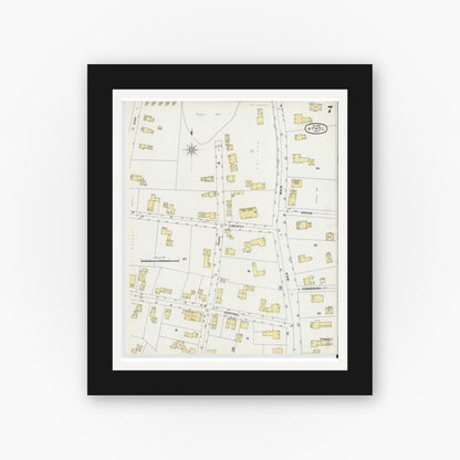 Old map wall art mockup — black gallery frame with white mat — Sanborn Fire Insurance Map from Athol, Worcester County, Massachusetts (1896), Sheet #0007