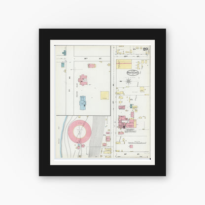 Old map wall art mockup — black gallery frame with white mat — Sanborn Fire Insurance Map from Rock Island, Rock Island County, Illinois (1892), Sheet #0029