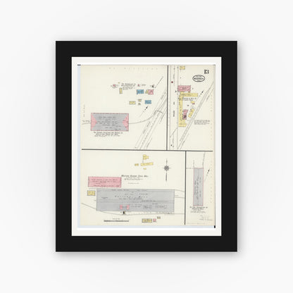 Old map wall art mockup — black gallery frame with white mat — Sanborn Fire Insurance Map from Warren, Trumbull County, Ohio (1915), Sheet #0013