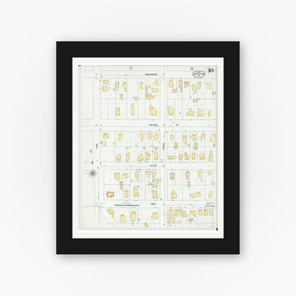 Old map wall art mockup — black gallery frame with white mat — Sanborn Fire Insurance Map from Appleton, Outagamie County, Wisconsin (1901), Sheet #0010