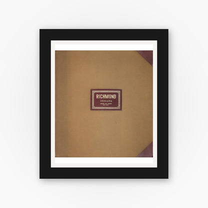 Old map wall art mockup — black gallery frame with white mat — Sanborn Fire Insurance Map from Richmond, Wayne County, Indiana (1950), Sheet #0001