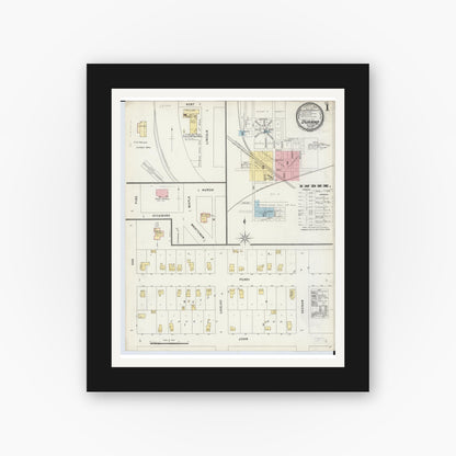 Old map wall art mockup — black gallery frame with white mat — Sanborn Fire Insurance Map from Durand, Shiawassee County, Michigan (1896) - Complete Map Set