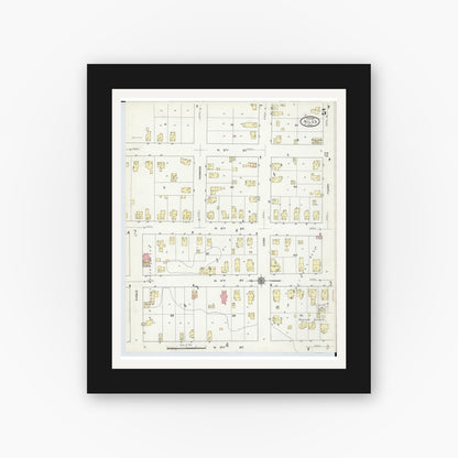 Old map wall art mockup — black gallery frame with white mat — Sanborn Fire Insurance Map from Niles, Berrien County, Michigan (1914), Sheet #0005