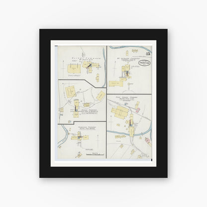 Old map wall art mockup — black gallery frame with white mat — Sanborn Fire Insurance Map from Ironton, Lawrence County, Ohio (1889), Sheet #0015
