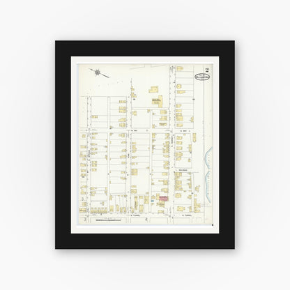 Old map wall art mockup — black gallery frame with white mat — Sanborn Fire Insurance Map from Williamstown, Dauphin County, Pennsylvania (1911), Sheet #0002