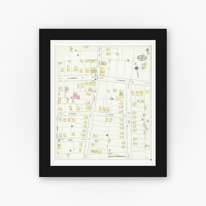 Old map wall art mockup — black gallery frame with white mat — Sanborn Fire Insurance Map from Ridgewood, Bergen County, New Jersey (1911), Sheet #0006