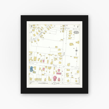 Old map wall art mockup — black gallery frame with white mat — Sanborn Fire Insurance Map from Catskill, Greene County, New York (1923), Sheet #0007