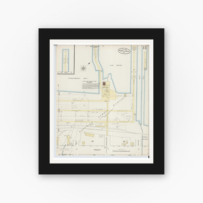 Old map wall art mockup — black gallery frame with white mat — Sanborn Fire Insurance Map from Ashland, Ashland County, Wisconsin (1886), Sheet #0011