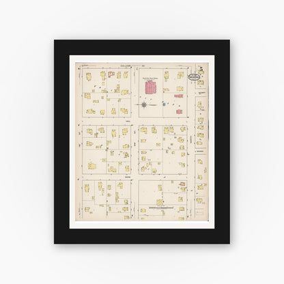 Old map wall art mockup — black gallery frame with white mat — Sanborn Fire Insurance Map from Geneseo, Henry County, Illinois (1922), Sheet #0005