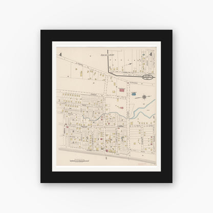 Old map wall art mockup — black gallery frame with white mat — Sanborn Fire Insurance Map from Bergenfield, Bergen County, New Jersey (1923), Sheet #0004
