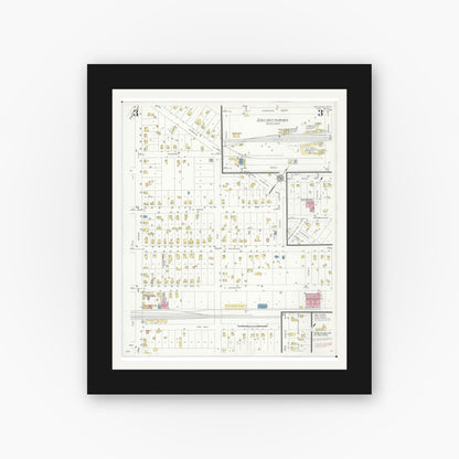 Old map wall art mockup — black gallery frame with white mat — Sanborn Fire Insurance Map from Decatur, Van Buren County, Michigan (1933), Sheet #0003