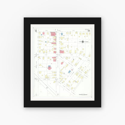 Old map wall art mockup — black gallery frame with white mat — Sanborn Fire Insurance Map from Mason, Warren County, Ohio (1946), Sheet #0003