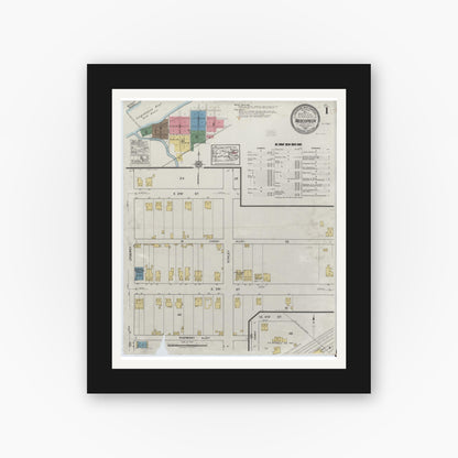Old map wall art mockup — black gallery frame with white mat — Sanborn Fire Insurance Map from Nescopeck, Luzerne County, Pennsylvania (1919) - Complete Map Set