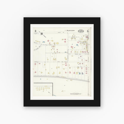 Old map wall art mockup — black gallery frame with white mat — Sanborn Fire Insurance Map from Edgeworth, Allegheny County, Pennsylvania (1925), Sheet #0003