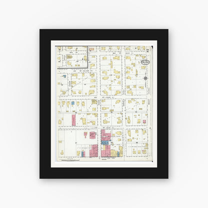 Old map wall art mockup — black gallery frame with white mat — Sanborn Fire Insurance Map from Oblong, Crawford County, Illinois (1920), Sheet #0002