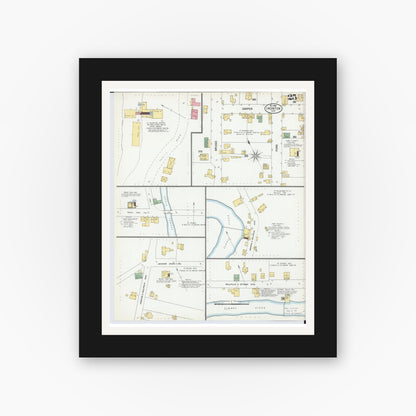 Old map wall art mockup — black gallery frame with white mat — Sanborn Fire Insurance Map from Ironton, Lawrence County, Ohio (1900), Sheet #0025