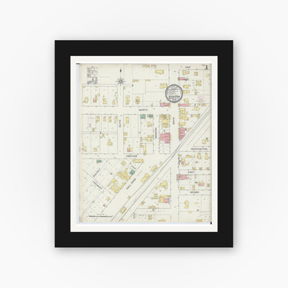 Old map wall art mockup — black gallery frame with white mat — Sanborn Fire Insurance Map from Brighton, Macoupin County, Illinois (1894), Sheet #0001