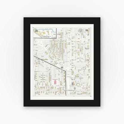 Old map wall art mockup — black gallery frame with white mat — Sanborn Fire Insurance Map from Beloit, Rock County, Wisconsin (1926), Sheet #0026