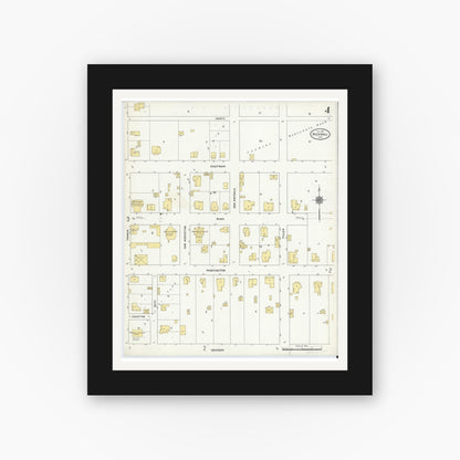 Old map wall art mockup — black gallery frame with white mat — Sanborn Fire Insurance Map from Rockwall, Rockwall County, Texas (1911), Sheet #0004