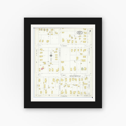 Old map wall art mockup — black gallery frame with white mat — Sanborn Fire Insurance Map from Medina, Medina County, Ohio (1911), Sheet #0004
